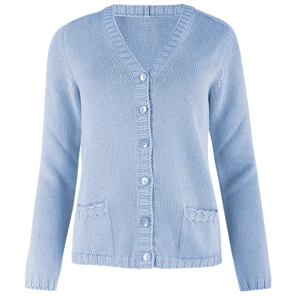 Women's Date Night Outfit Varsity Cardigan in Light Blue