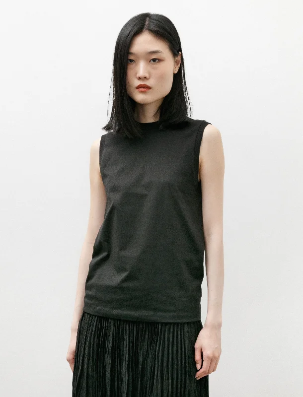 Online Boutiques Affordable Relaxed Sleeveless Tee Black