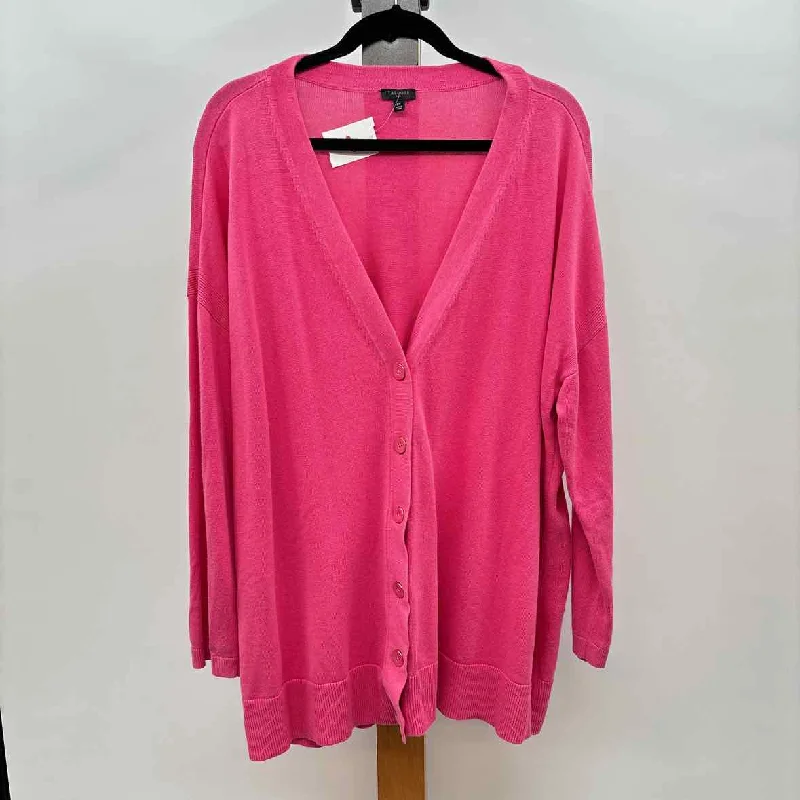 Women's Fashion-Forward Apparel Talbots Women's Size 2X Pink Solid Cardigan