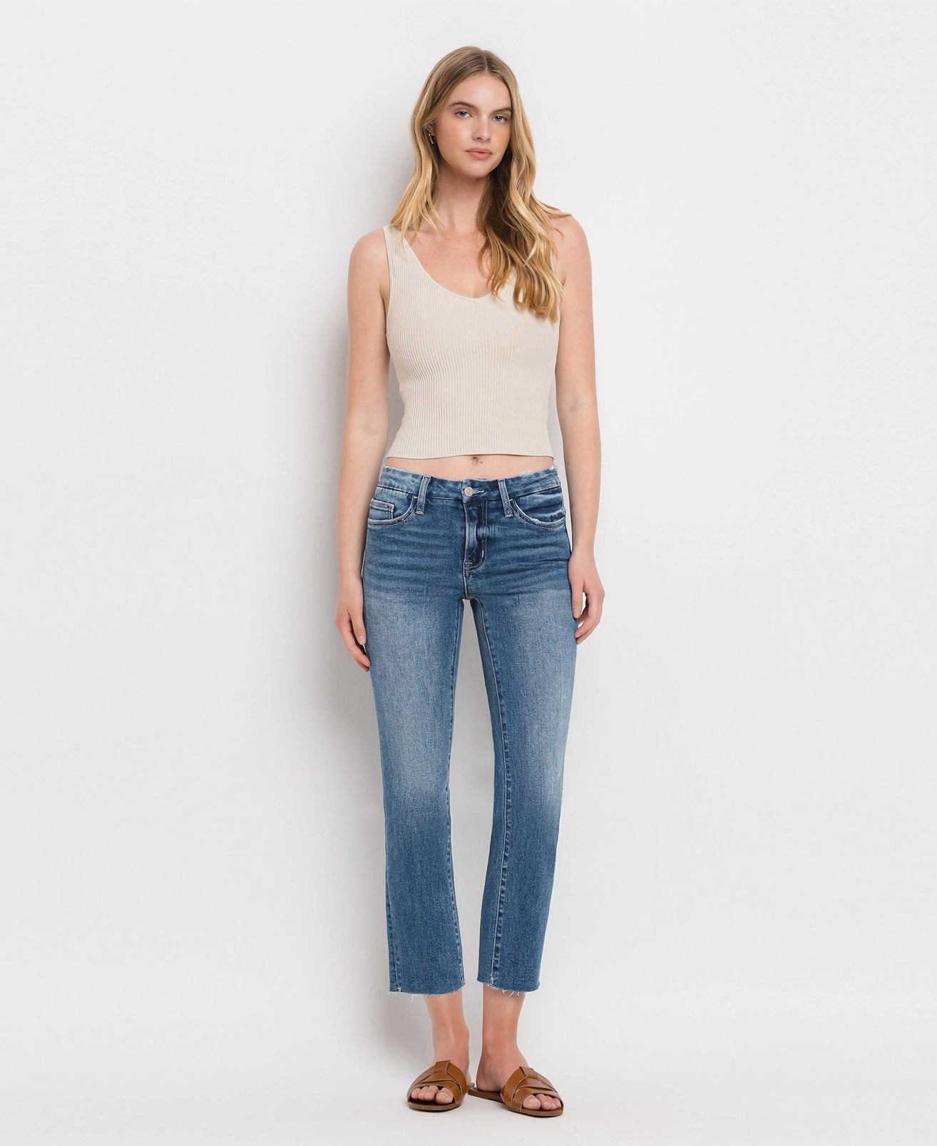 New Arrival Discounts Vervet Mid Rise Crop Slim Straight