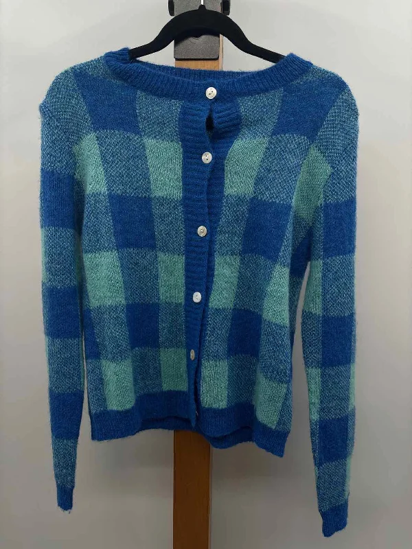 Comfortable Women's Clothes Love & Harmony Women's Size L Blue Checkered Cardigan