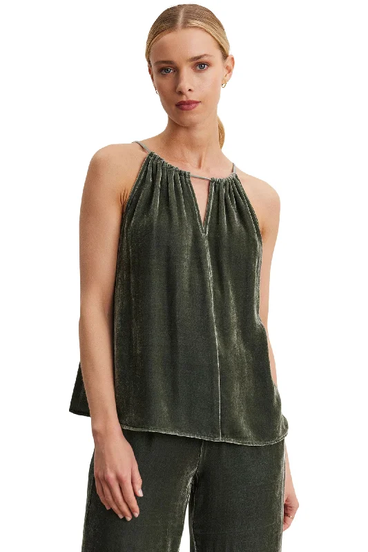 Eclectic Fashion Velvet Aleaha Sleeveless Top in Marsh