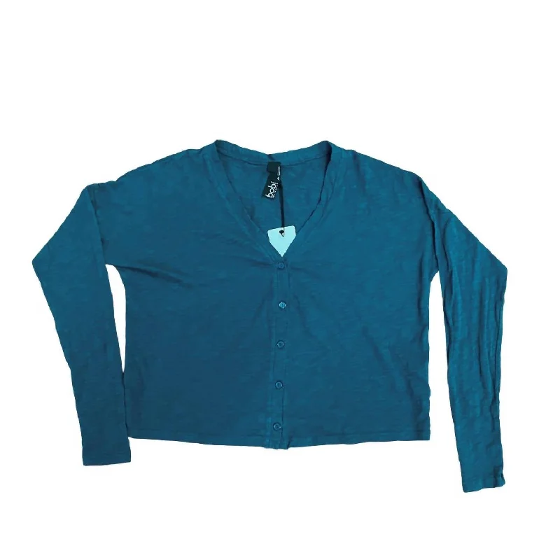 Everyday Women's Fashion Trends Women's Button Up Long Sleeve Top In Dark Teal