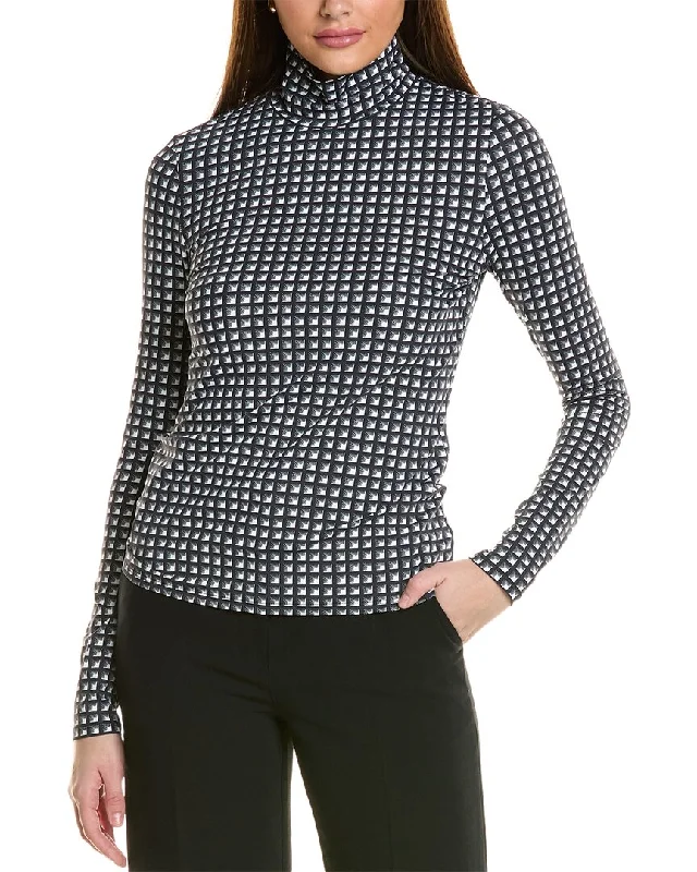 Women's Relaxed Outfit St. John Grid Print Top