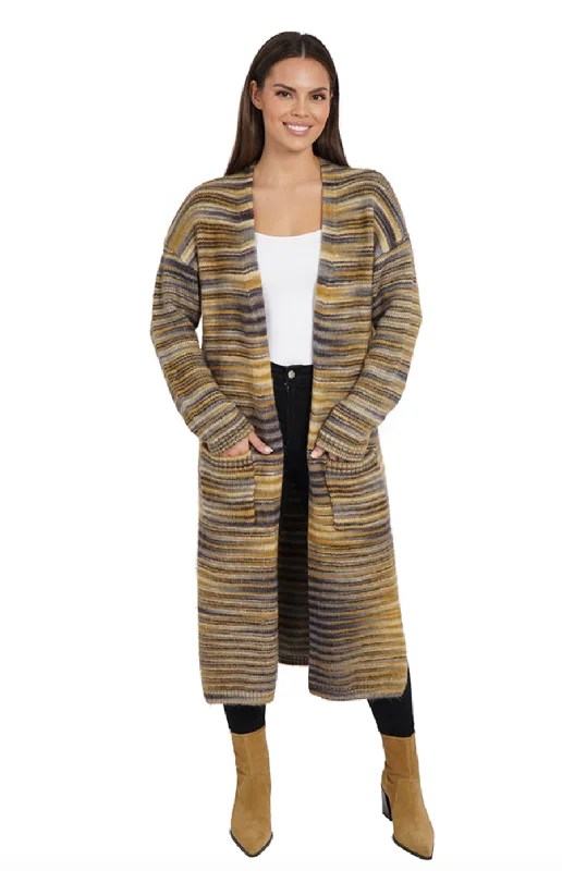 Premium Fabrics Long Cardigan - Camel Multi