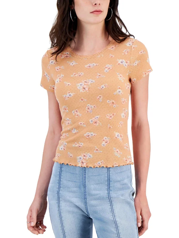 Women Online Clothing Boutiques Womens Floral Print Short Sleeves Pullover Top