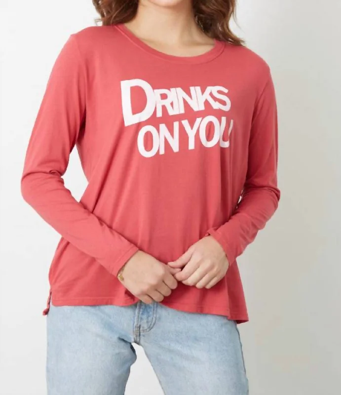 Casual Outfit For Women Suzanne Long Sleeve Tee In Drinks On You