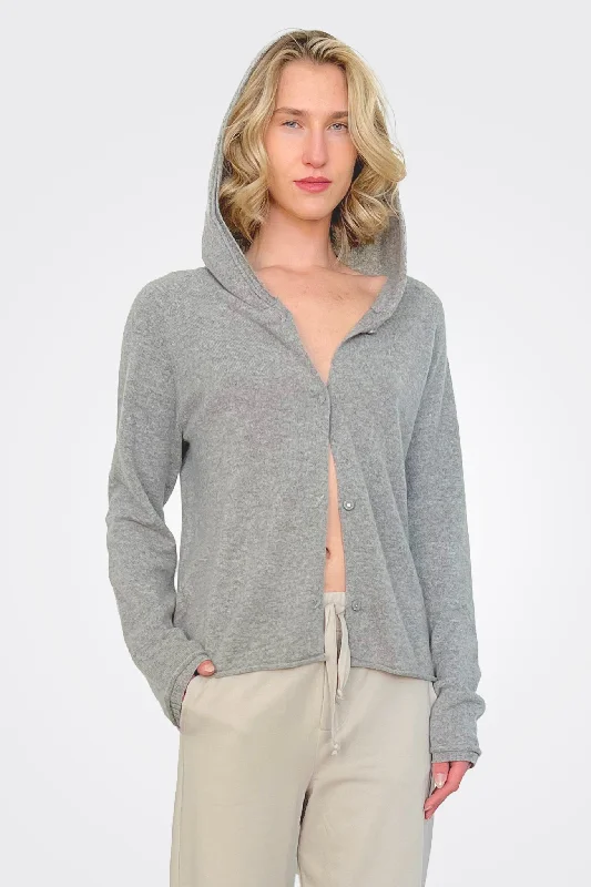 Women's Trendy Outfits Cashmere Button Closure Hoodie - Grey