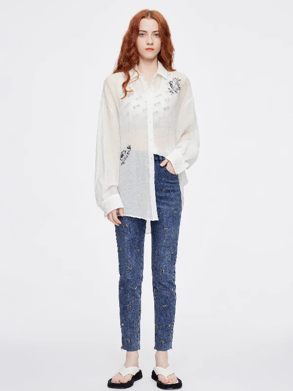 Relaxed Style Multi-Gem Skinny Jeans