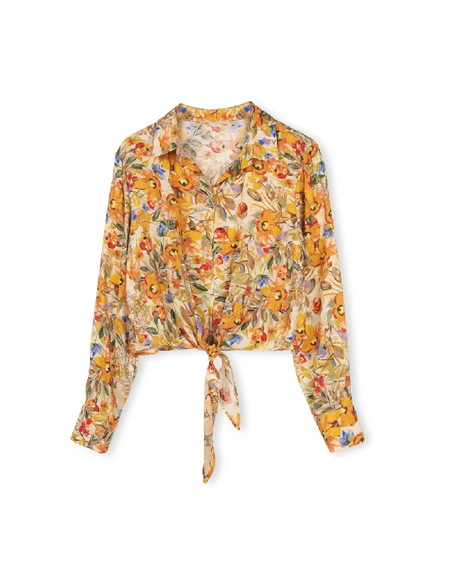 Clearance Sale Tie Printed Blouse