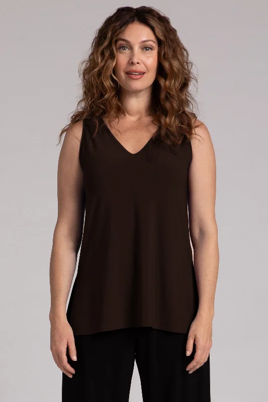 Women's Tailored Outfit Go To V-Neck Tank Relax | Chocolate