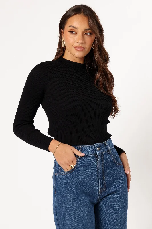 Women's Plus-Size Attire Tammy Ribbed Knit Top - Black