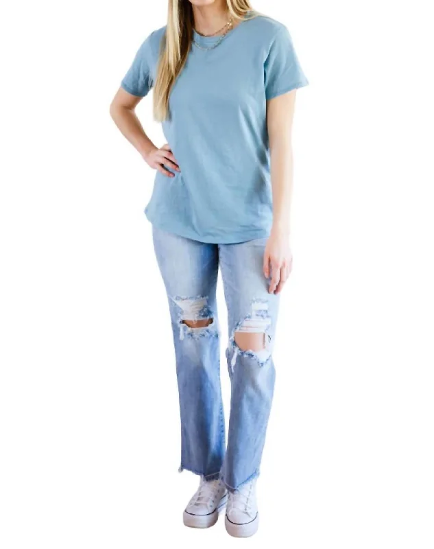 Fashion-forward Women's Clothing Cardinal Short Sleeve Tee In Blue Grey