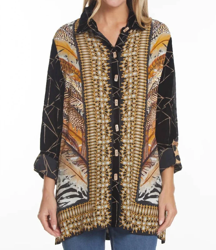 Women's Evening Wear Marsala Tunic In Black Multi