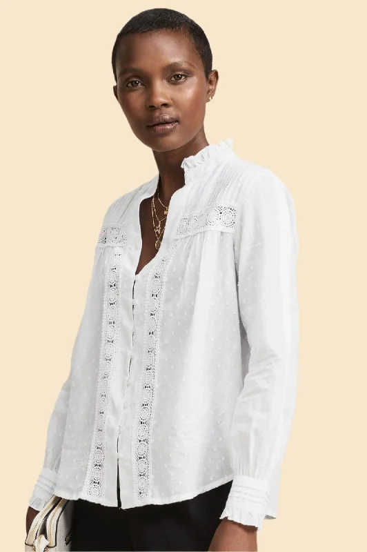 Clothes For Woman Carrie Organic Cotton Dobby Blouse | White