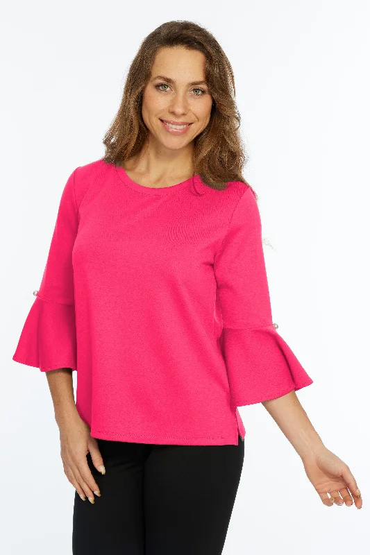 Discount Price Solid Bell Sleeve Knit Top Round Neck | ZEE | LIOR