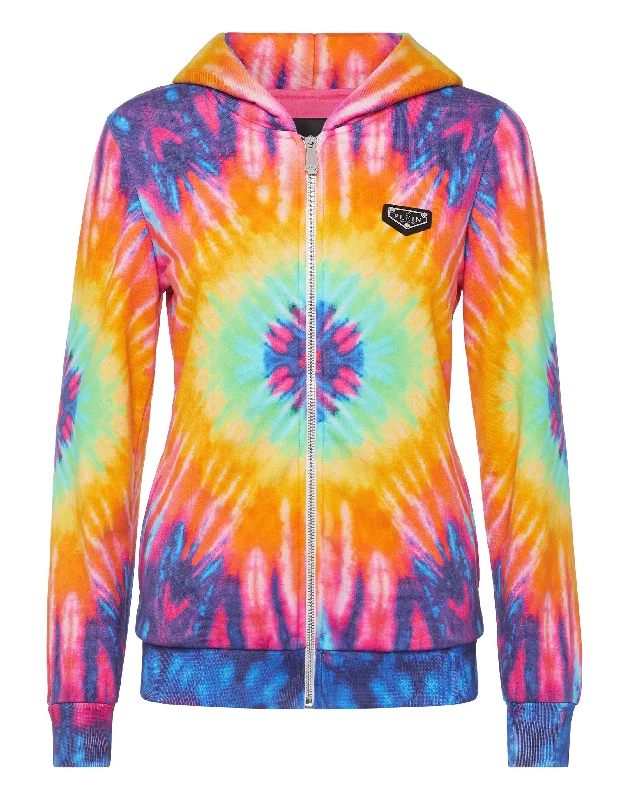 Women's Clothes And Garments Hoodie sweatshirt Full Zip Tie dye