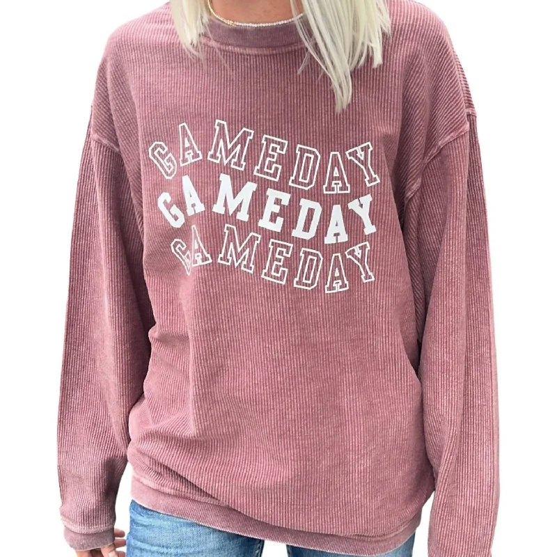 Women's Vintage Attire Gameday Corded Crew Sweatshirt In Maroon