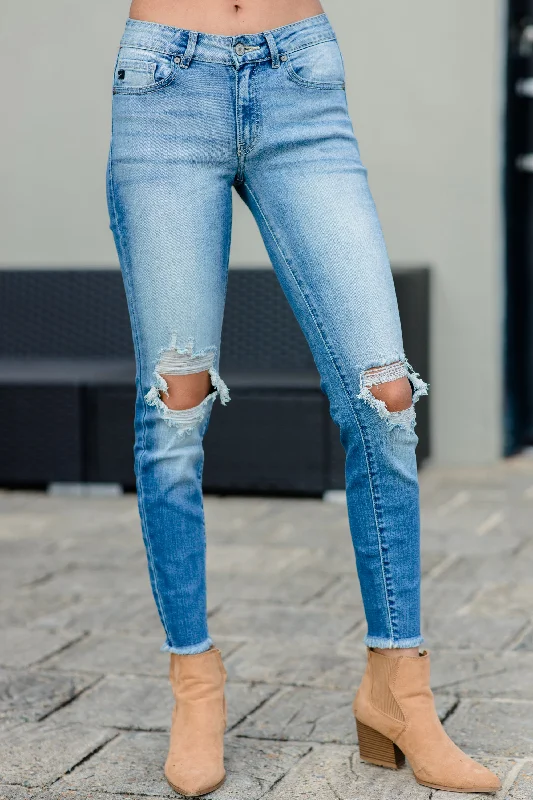 Classic Women's Fashion KanCan: Out For The Day Mid Rise Distressed Jeans