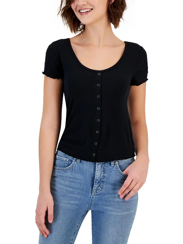 Women Fashion Womens Button down Ruffle Pullover Top