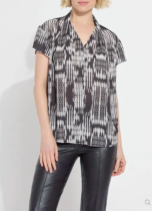 Women's Tailored Outfit Katya Folded Neck Short Sleeve Top In Textural Harmony