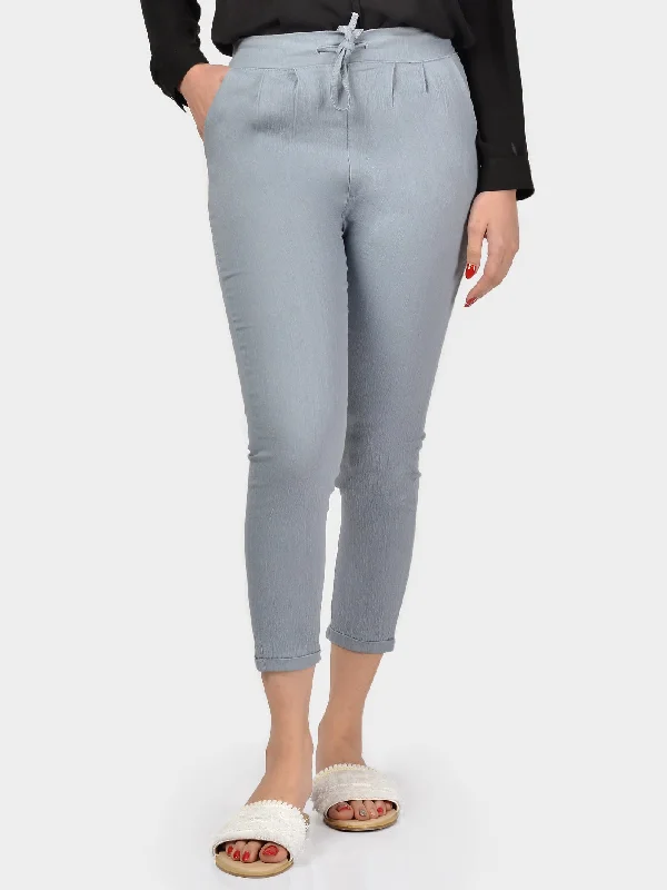 Formal Outfit For Women Skinny Cotton Pants-Grey