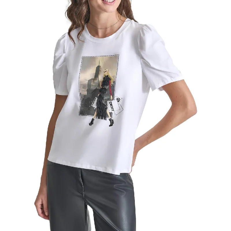 Women's Office Outfit Womens Embellished Cotton Graphic T-Shirt