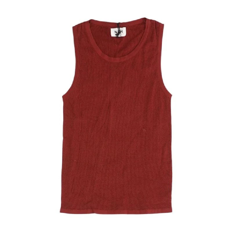 Rocker Chic Fashion Red Solid Crewneck Knit Top