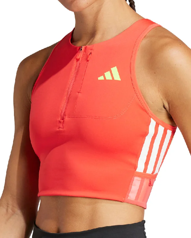 Comfortable Outfit For Women adidas Adizero Gel Pocket Womens Running Crop Top - Red