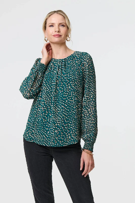 Eclectic Fashion Animal Print Semi Sheer Blouse