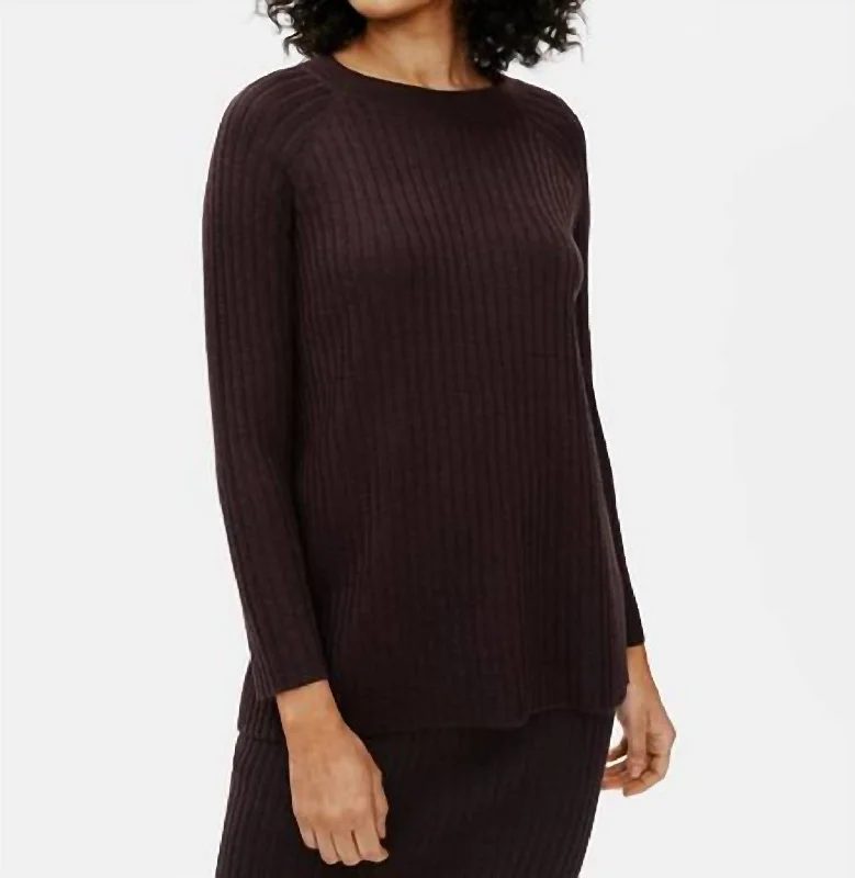 Effortless Chic for Women Merino Crew Neck Tunic In Brownstone