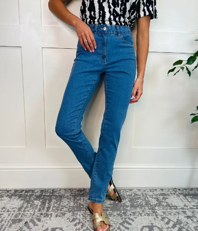 Women's Work Outfit For The Office Light Blue Denim Susie Slim Leg Jeans