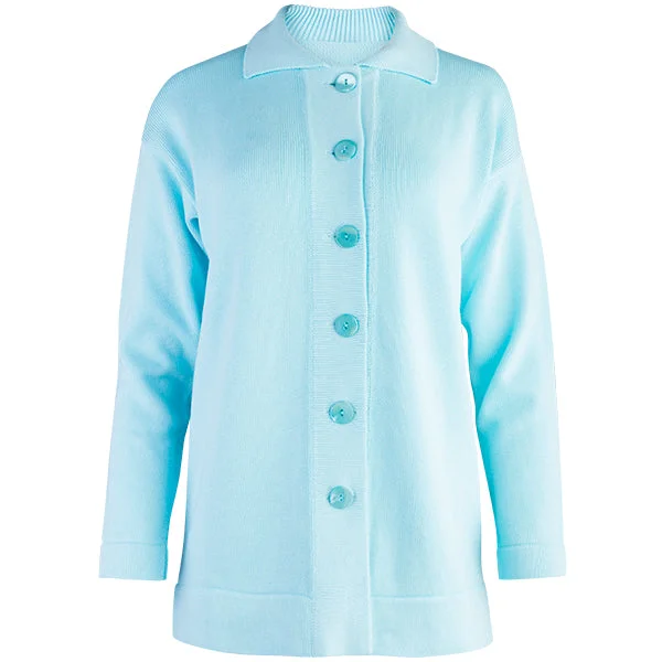 Women's Comfy Loungewear Outfit Boxy Cardigan in Light Turquoise