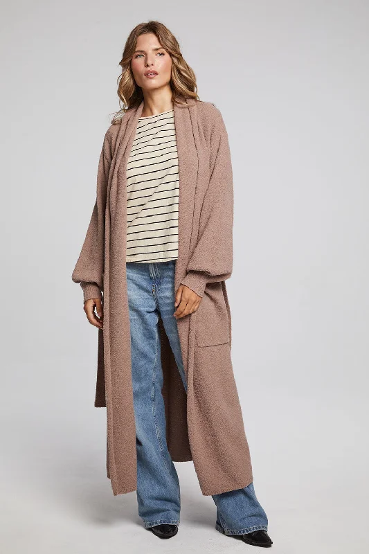 Fashion-forward Women's Wear Evee Warm Taupe Maxi Cardigan