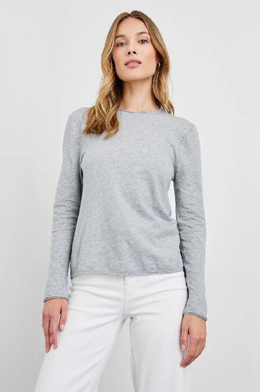 Women's Evening Wear Attire LONG SLEEVE CREW NECK T-SHIRT - HEATHER GREY