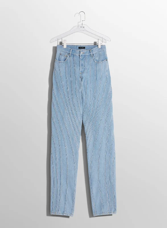 Stylish Savings blue spiral baggy jeans