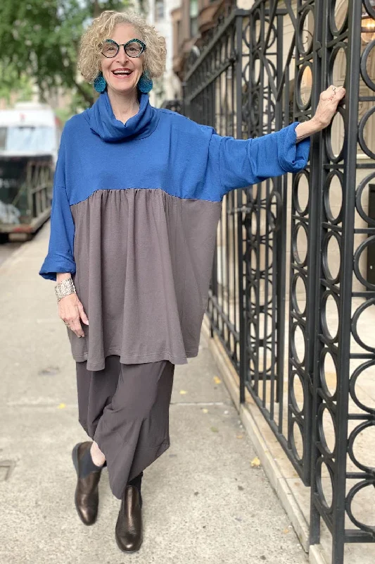 Seasonal Sale Blue Cowl Neck Tunic