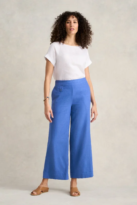 Eclectic Fashion Pocket Detail Wide Leg Pant - Cobalt Cross Dye