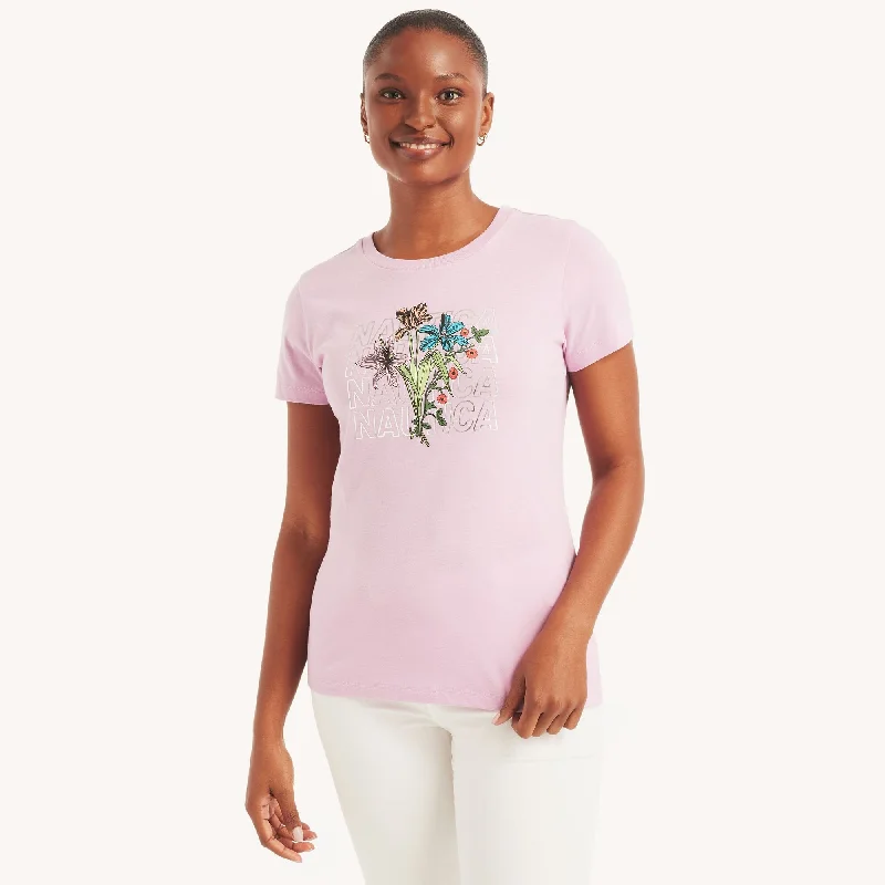 Casual Outfit For Women Nautica Womens Blooming Foil Floral Graphic T-Shirt