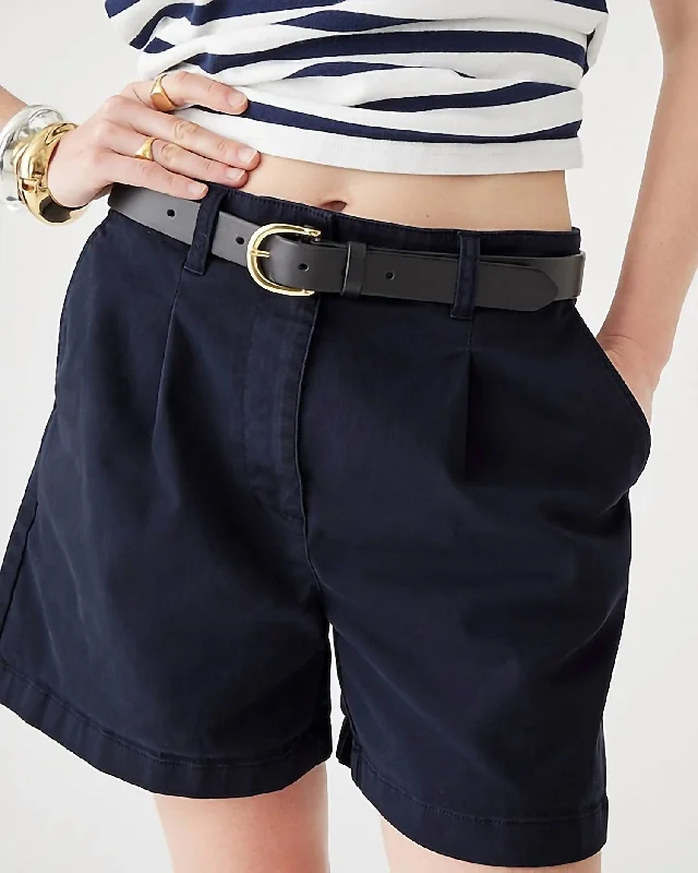 Women's Formal Event Attire Pleated Capeside Chino Short In Navy