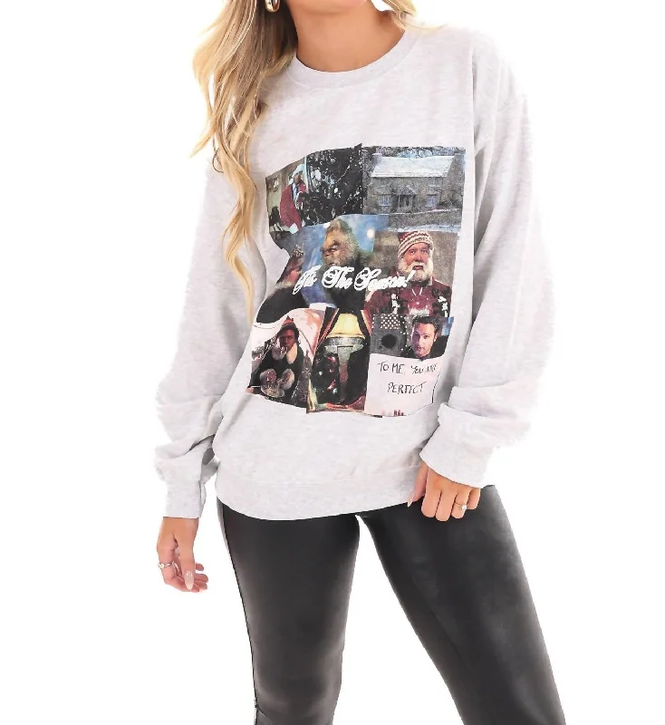 Clothes For Woman Tis The Season Sweatshirt In Ash