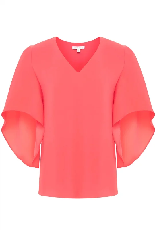 Casual Chic for Women Women's Nina Short Sleeve Top In Fusion Coral