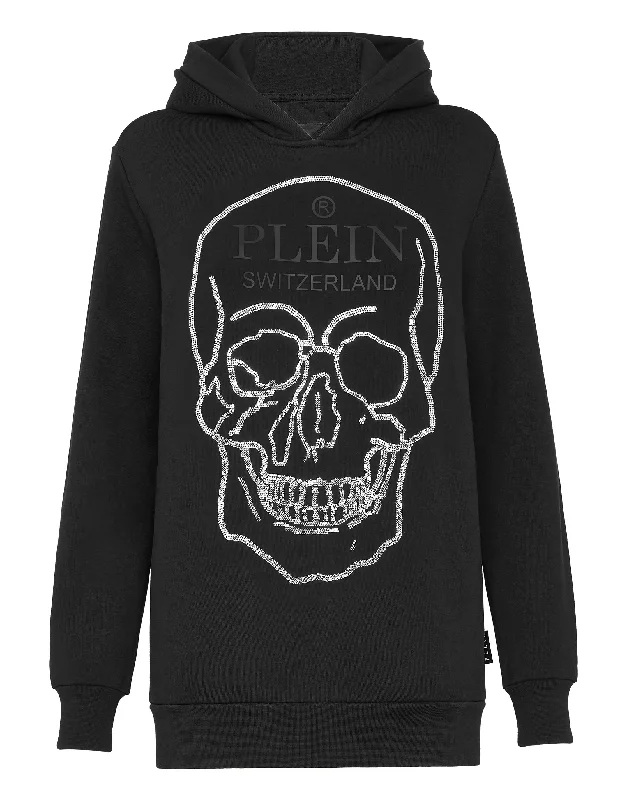 Women's Elegant Evening Attire Hoodie sweatshirt Crystal Skull