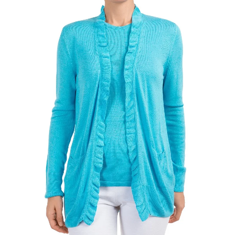 Women's Plus-Size Outfit Silk Viscose Cardigan in Turquoise