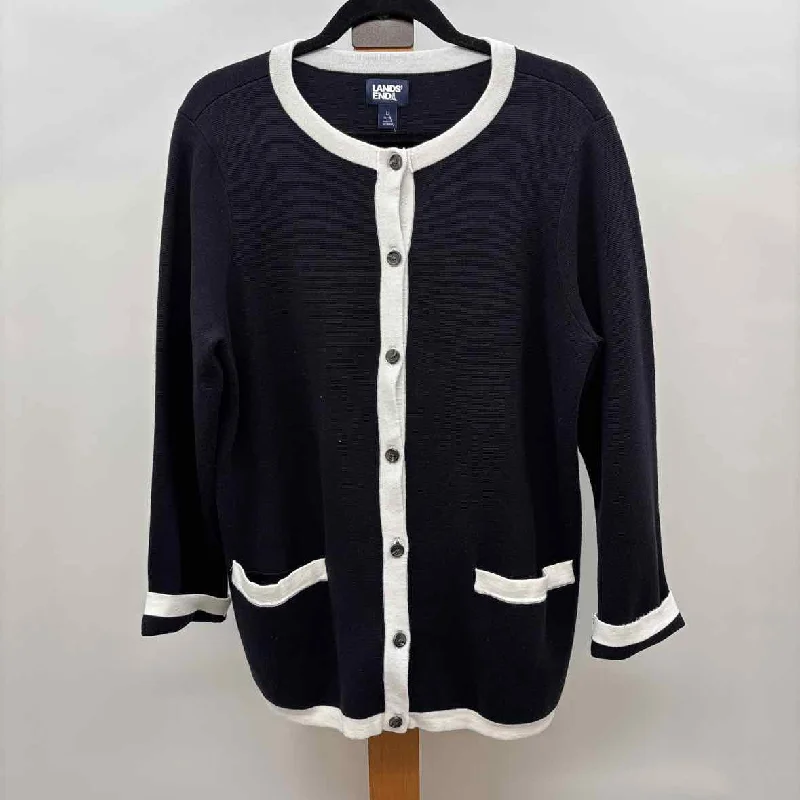 Timeless Women's Apparel Lands End Women's Size L Navy Solid Cardigan