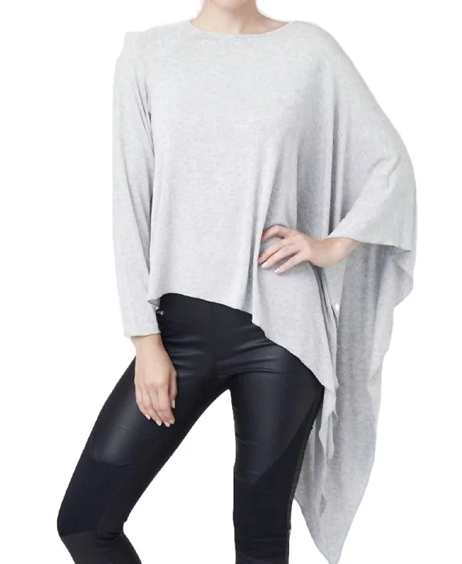 Premium Style Asymmetrical Tunic Top In Gray