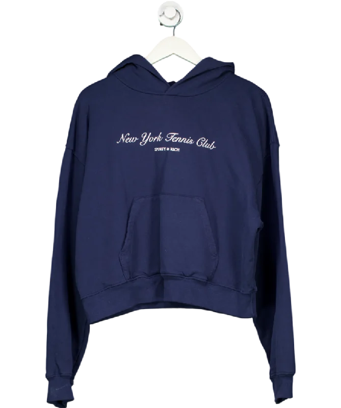 Women's Luxury Attire Sporty & Rich Blue New York Tennis Club Navy Hoodie UK L