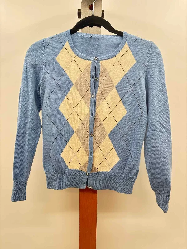 Elegant Clothing Unbranded Women's Size xxs Baby Blue Argyle Cardigan