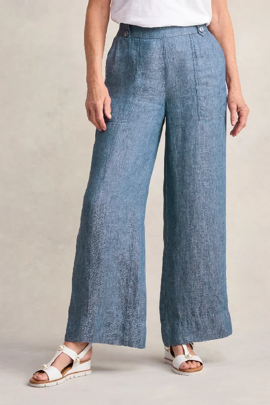 Modern Casual Clothing Twill Hemp Linen Pant - Indigo Twill