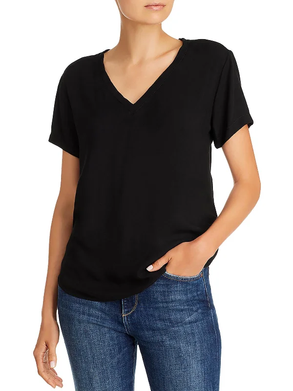 Relaxed Style Womens V-Neck Tee Pullover Top